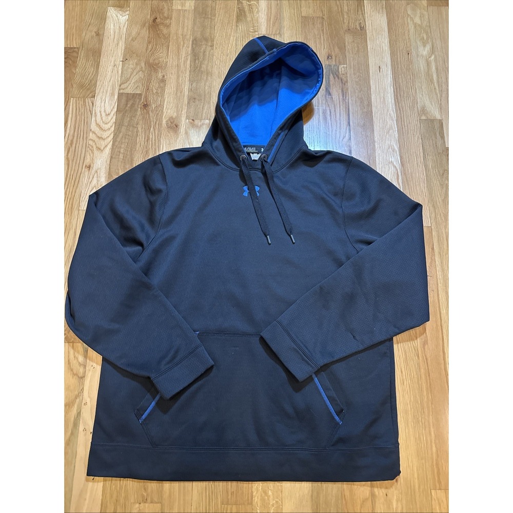 UNDER ARMOUR  Loose Fit  Hoodie Black/Blue SZ‎ XL Kangaroo Pocket